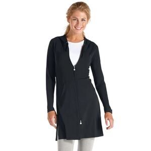 Coolibar Cabana Hoodie UPF 50+ Full Zip Long Sleeve Swim Cover Dress Size Small